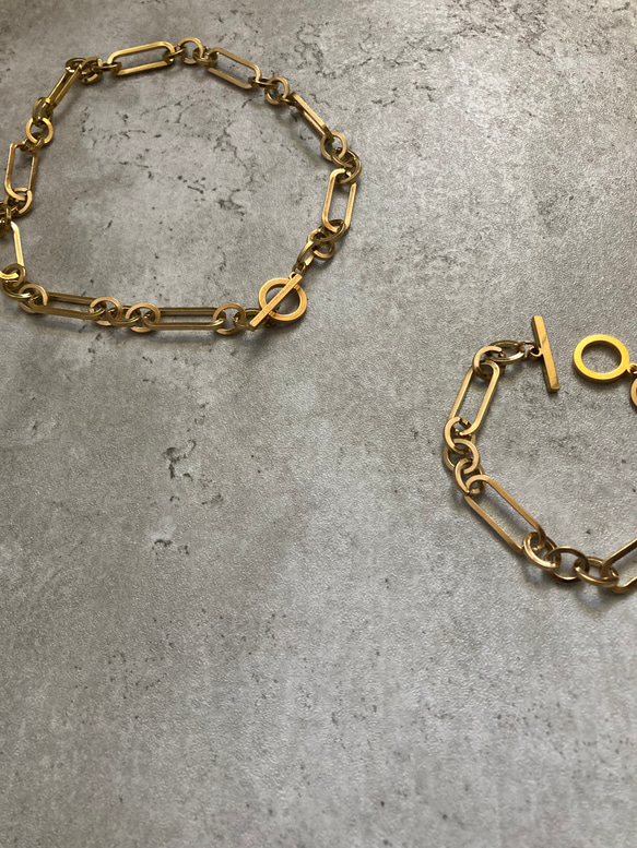 ーanguleux braceletー　ブレスレット　チェーンブレスレット　サージカルステンレス　アンティークゴールド 6枚目の画像