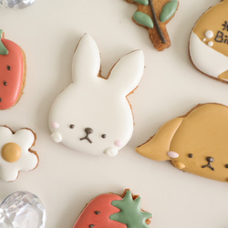 うさぎ　【アイシングクッキー】　誕生日　プレゼント　茶系　いちご　女の子 5枚目の画像