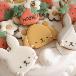 うさぎ　【アイシングクッキー】　誕生日　プレゼント　茶系　いちご　女の子 6枚目の画像