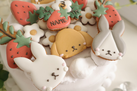 うさぎ　【アイシングクッキー】　誕生日　プレゼント　茶系　いちご　女の子 6枚目の画像