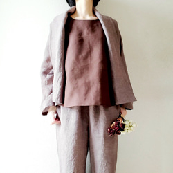 【新作数量限定】千鳥格子　ゆるっと♡着回せるタキシードカラーのさまになるリネンジャケット　セットアップも♡　 9枚目の画像