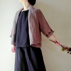 【新作数量限定】千鳥格子　ゆるっと♡着回せるタキシードカラーのさまになるリネンジャケット　セットアップも♡　 1枚目の画像