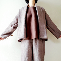 【新作数量限定】千鳥格子　ゆるっと♡着回せるタキシードカラーのさまになるリネンジャケット　セットアップも♡　 8枚目の画像