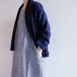 【新作数量限定】千鳥格子　ゆるっと♡着回せるタキシードカラーのさまになるリネンジャケット　セットアップも♡　 18枚目の画像