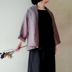 【新作数量限定】千鳥格子　ゆるっと♡着回せるタキシードカラーのさまになるリネンジャケット　セットアップも♡　 4枚目の画像