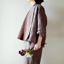 【新作数量限定】千鳥格子　ゆるっと♡着回せるタキシードカラーのさまになるリネンジャケット　セットアップも♡　 10枚目の画像