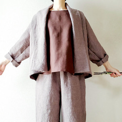 【新作数量限定】千鳥格子　ゆるっと♡着回せるタキシードカラーのさまになるリネンジャケット　セットアップも♡　 12枚目の画像