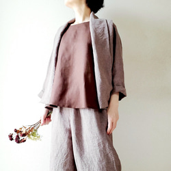 【新作数量限定】千鳥格子　ゆるっと♡着回せるタキシードカラーのさまになるリネンジャケット　セットアップも♡　 11枚目の画像