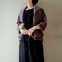 【新作数量限定】千鳥格子　ゆるっと♡着回せるタキシードカラーのさまになるリネンジャケット　セットアップも♡　 5枚目の画像