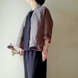 【新作数量限定】千鳥格子　ゆるっと♡着回せるタキシードカラーのさまになるリネンジャケット　セットアップも♡　 6枚目の画像