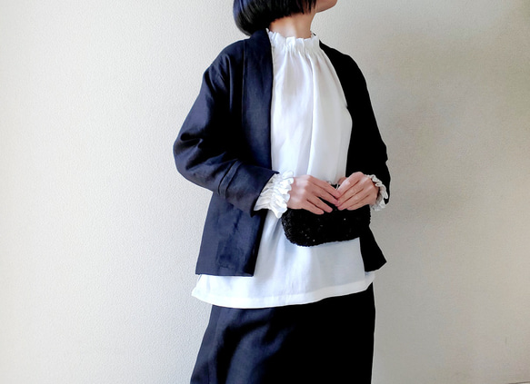 【新作数量限定】千鳥格子　ゆるっと♡着回せるタキシードカラーのさまになるリネンジャケット　セットアップも♡　 19枚目の画像