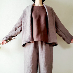 【新作数量限定】千鳥格子　ゆるっと♡着回せるタキシードカラーのさまになるリネンジャケット　セットアップも♡　 13枚目の画像