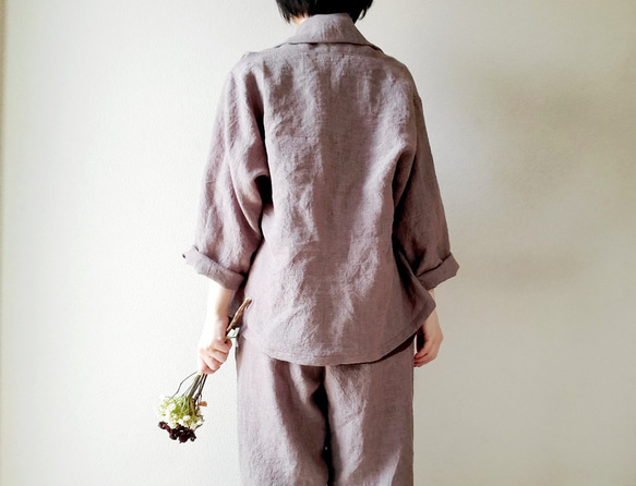 【新作数量限定】千鳥格子　ゆるっと♡着回せるタキシードカラーのさまになるリネンジャケット　セットアップも♡　 14枚目の画像