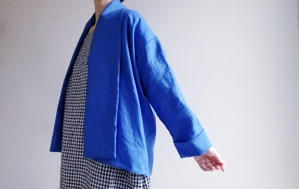 【新作数量限定】千鳥格子　ゆるっと♡着回せるタキシードカラーのさまになるリネンジャケット　セットアップも♡　 17枚目の画像