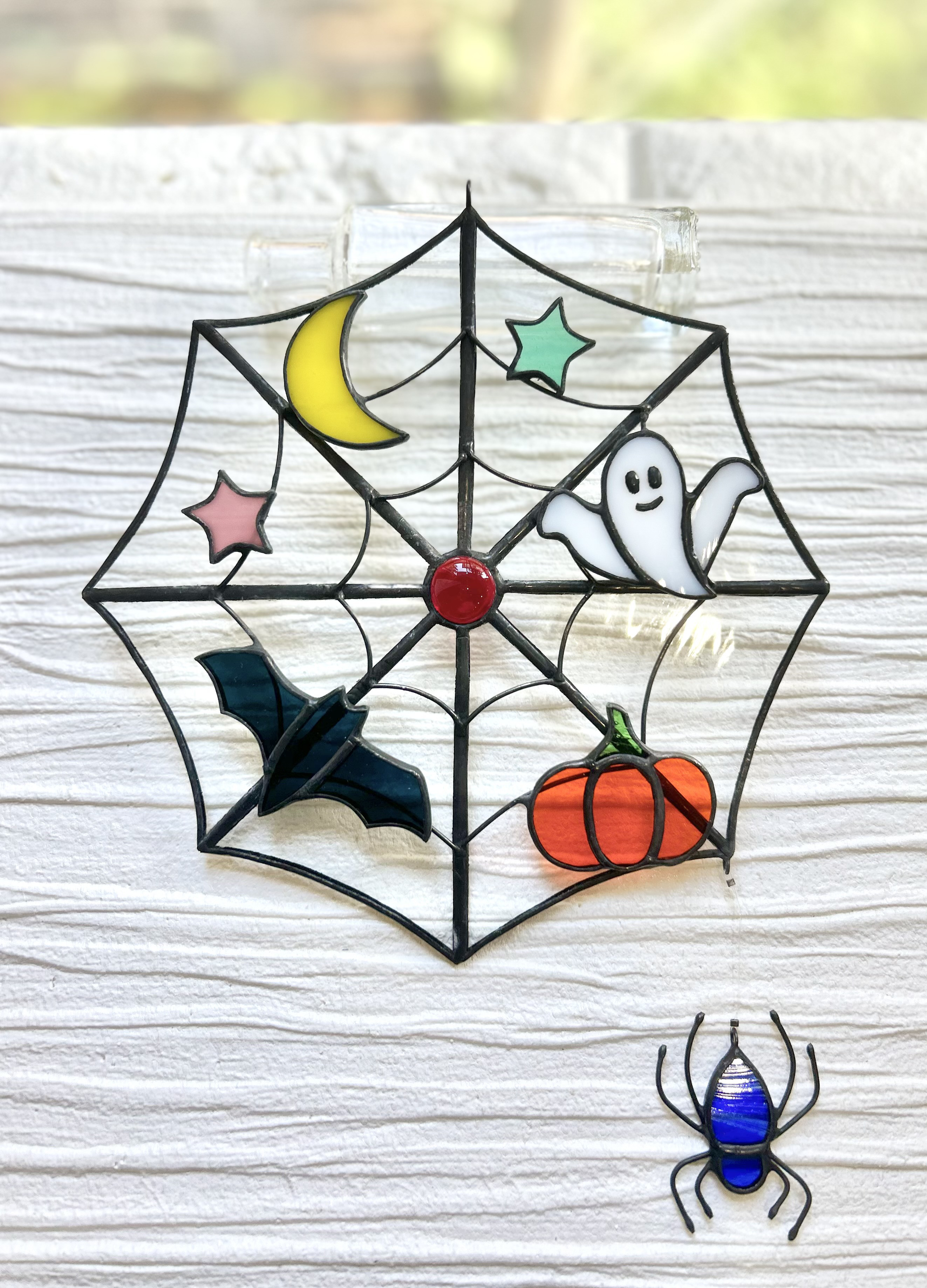 【ステンドグラス】ハロウィン　蜘蛛の巣でガーデンパーティー