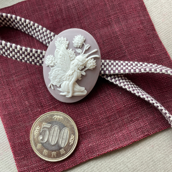 キュートな天使の帯留め　ラベンダー　三分紐つき 2枚目の画像