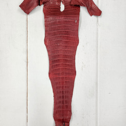 ワニ革 クレイフィニッシュ  デンスレッド　No.C008702 5枚目の画像