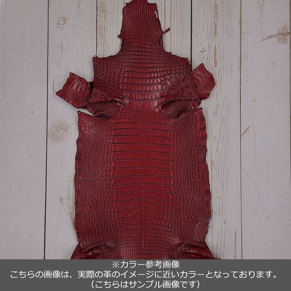 ワニ革 クレイフィニッシュ  デンスレッド　No.C008702 2枚目の画像