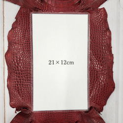 ワニ革 クレイフィニッシュ  デンスレッド　No.C008702 8枚目の画像