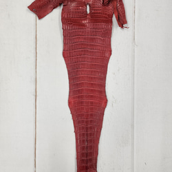 ワニ革 クレイフィニッシュ  デンスレッド　No.C008705 5枚目の画像