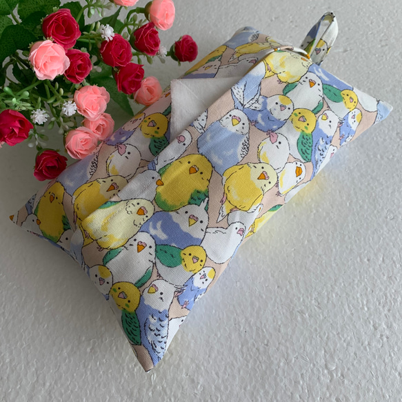 エコティッシュカバー☆マスクストッカー♪インコちゃん☆いっぱい♪2カラー 2枚目の画像