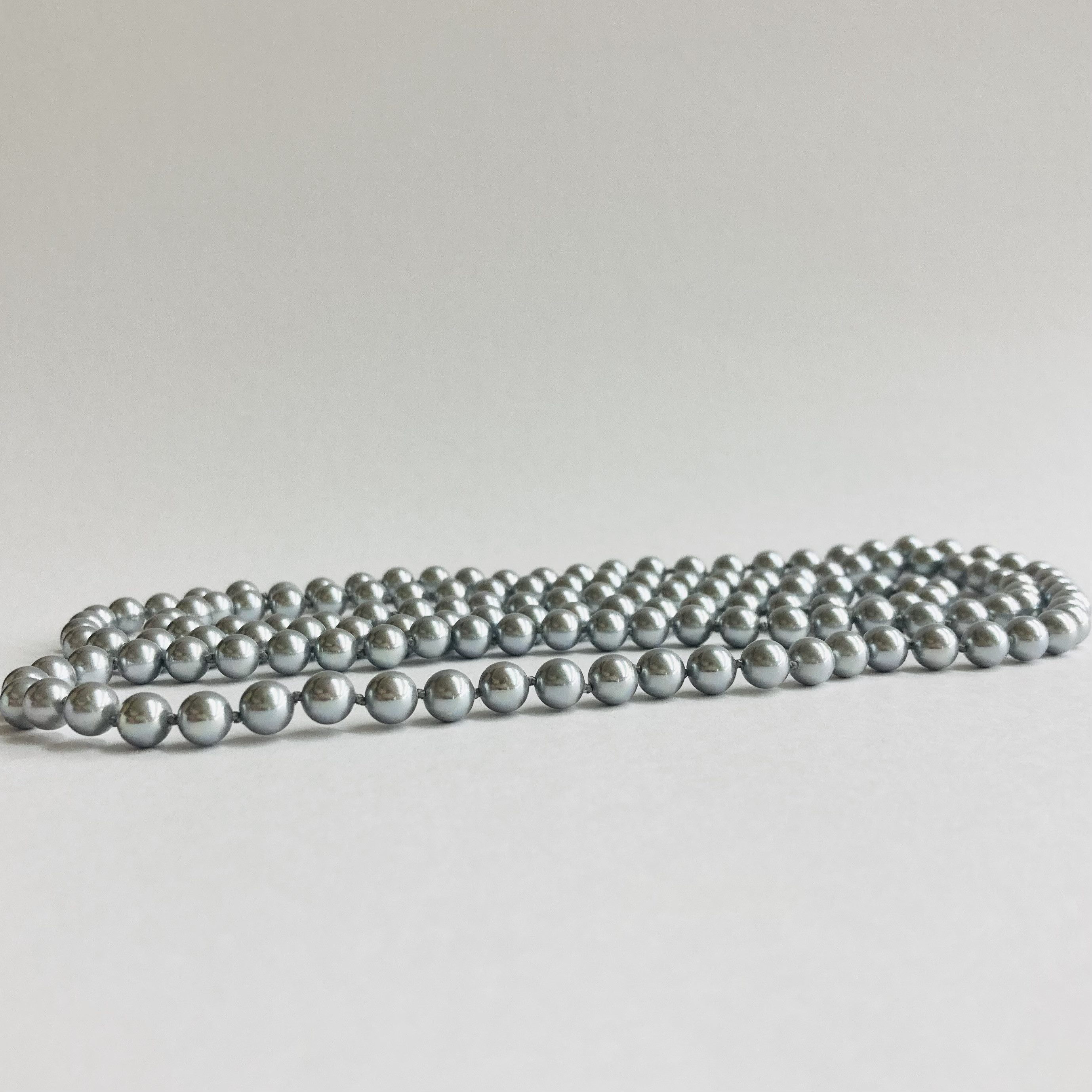 貝磨きパール2Wayオールノットオペラネックレス/エンドレス仕様/約7mm約120cm/グレー/日本製