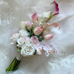 sale ウェディングブーケ 造花 アンスリウム アマランサス 胡蝶蘭