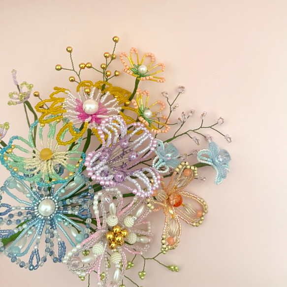 ビーズフラワー　ブーケ（パステルミックス） 8枚目の画像