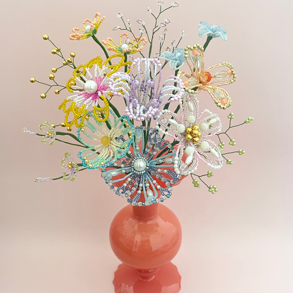 ビーズフラワー　ブーケ（パステルミックス） 6枚目の画像