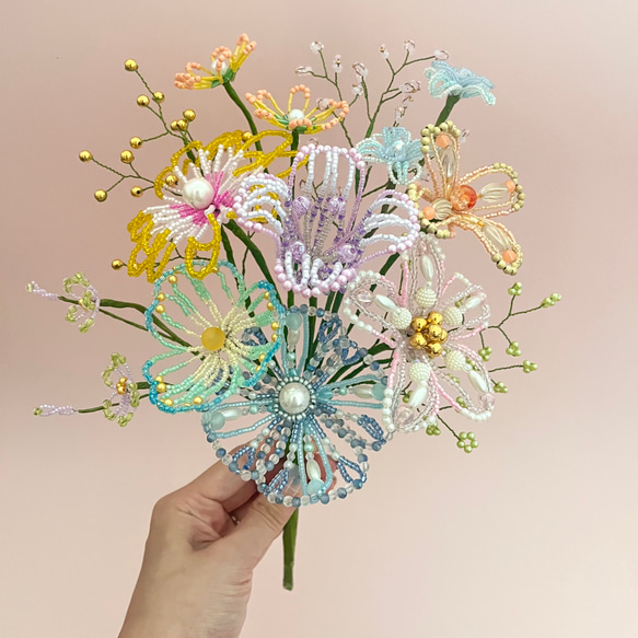 ビーズフラワー　ブーケ（パステルミックス） 7枚目の画像
