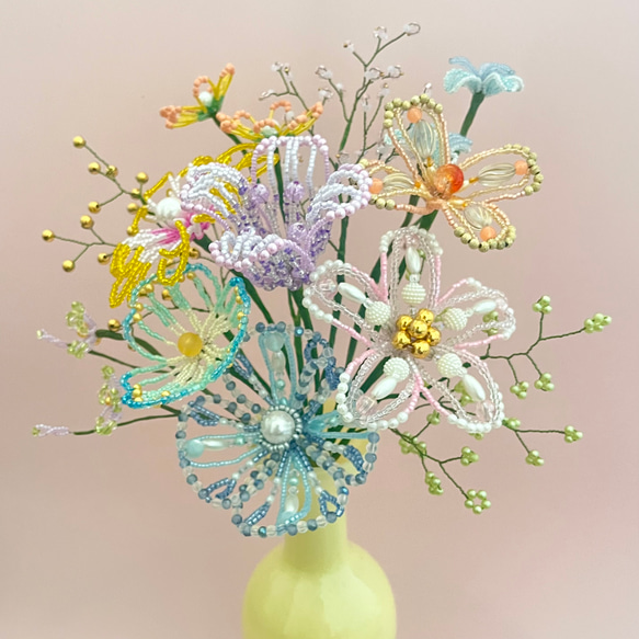 ビーズフラワー　ブーケ（パステルミックス） 5枚目の画像