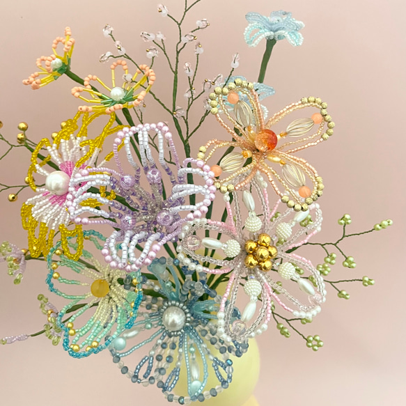 ビーズフラワー　ブーケ（パステルミックス） 3枚目の画像