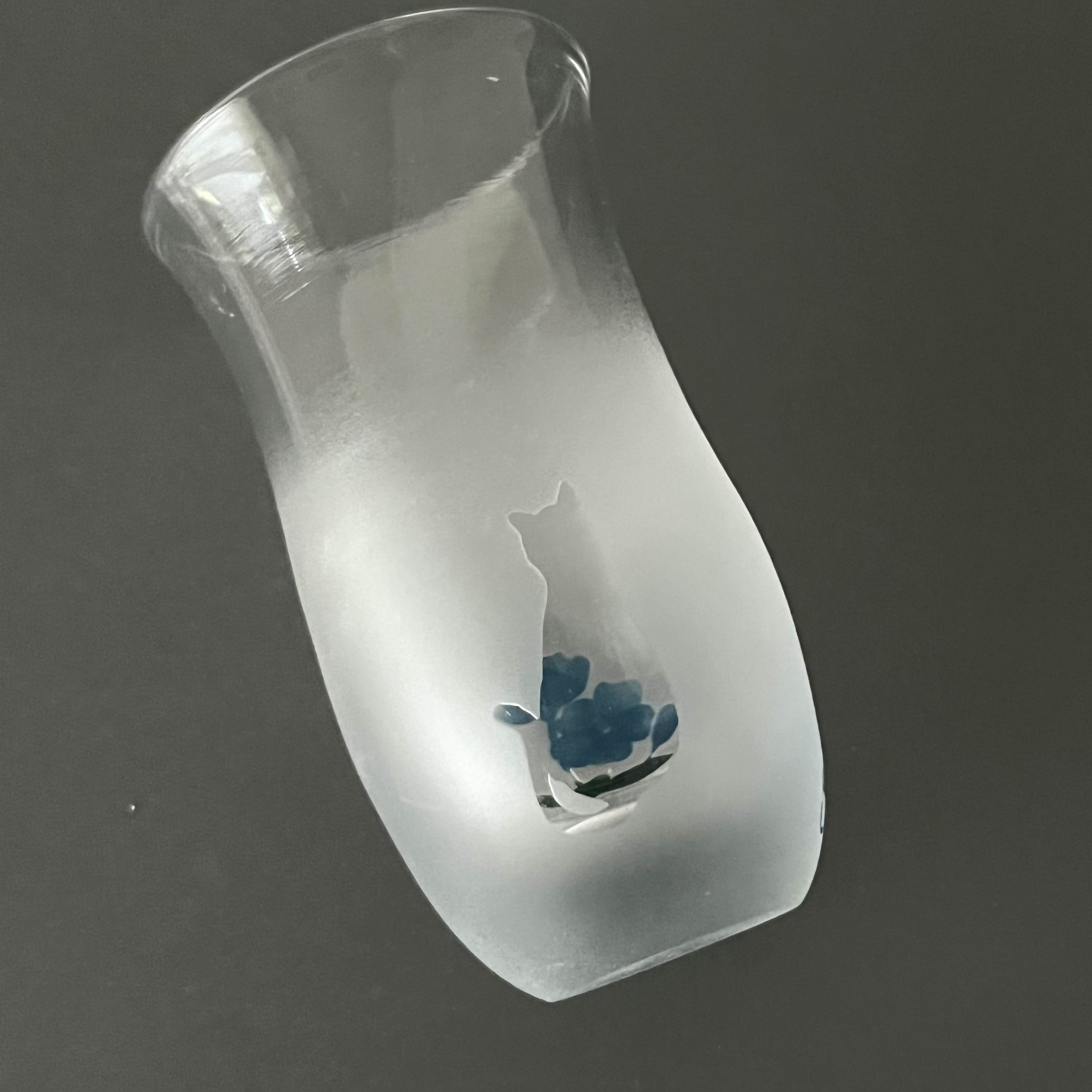 【SALE】ーねこと花のスリムグラスーNo.21 日常を彩るひと口サイズギフト（ラッピング込み・水色）