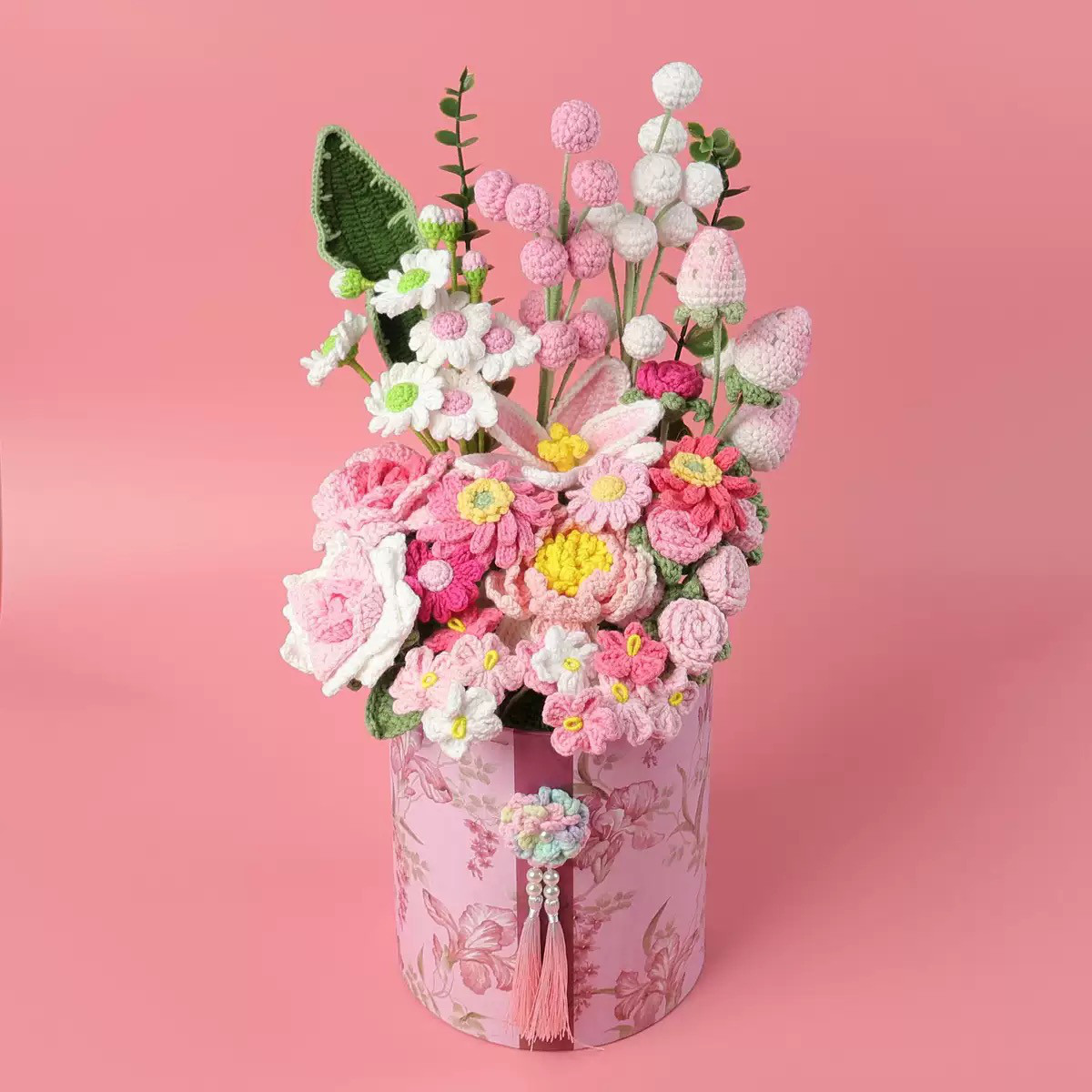 毛糸 花束 枯れない花束 手作り 手編み 結婚式 出産祝い 誕生日 プレゼント お礼 入学式 卒園式卒業式【牡丹】1点