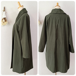羽織 ロング コーディガン　衿２Way！　オリーブ　コットン100% 9枚目の画像