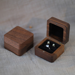 木製リングケース　２個用　ペアリングケース　結婚指輪　ジュエリーボックス 2枚目の画像