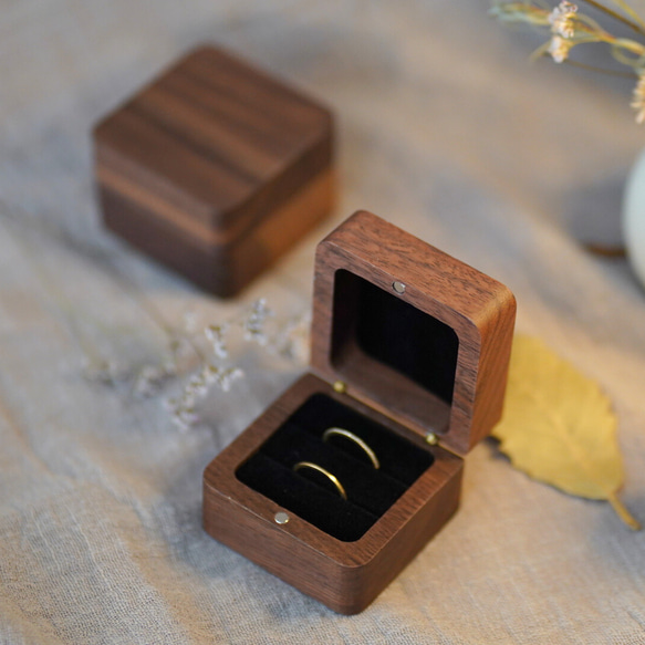 木製リングケース　２個用　ペアリングケース　結婚指輪　ジュエリーボックス 7枚目の画像