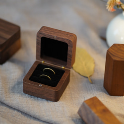 木製リングケース　２個用　ペアリングケース　結婚指輪　ジュエリーボックス 4枚目の画像