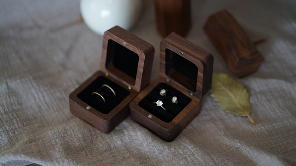 木製リングケース　２個用　ペアリングケース　結婚指輪　ジュエリーボックス 8枚目の画像