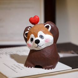 愛い 木彫りの カワウソ匹 置物 ギフト プレゼント ギフトラッピング