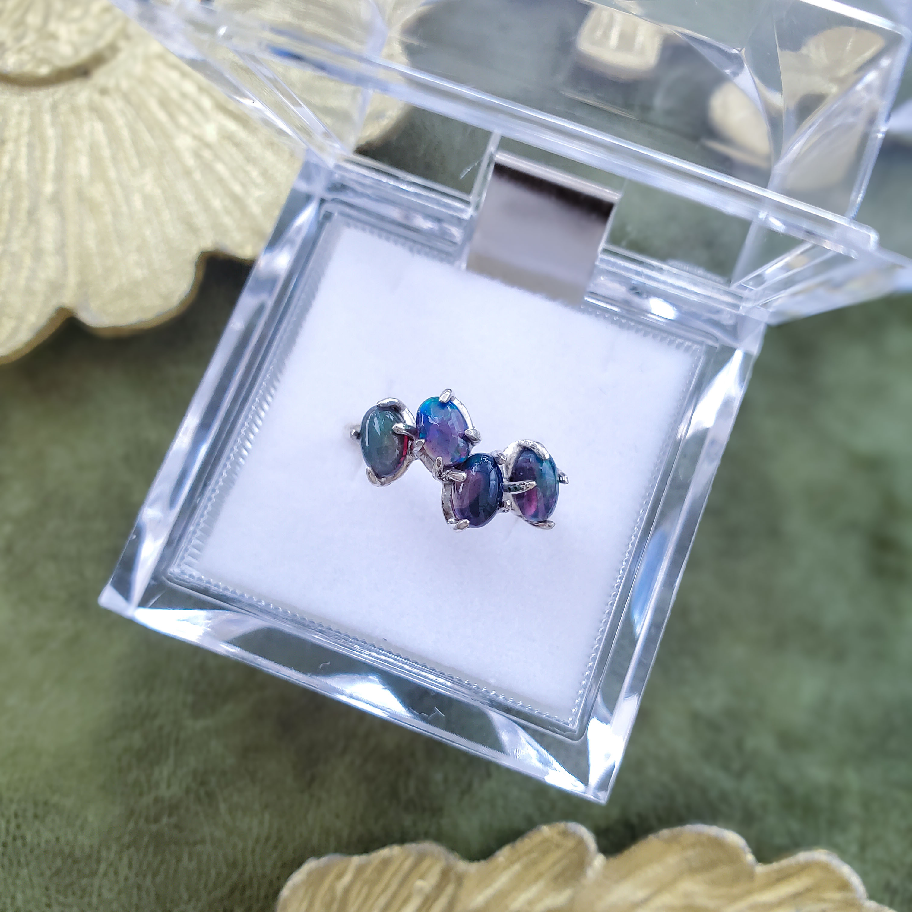 ブラックオパール リング 11号 Silver925｜遊色が美しい天然石 指輪 一点もの ハンドメイド