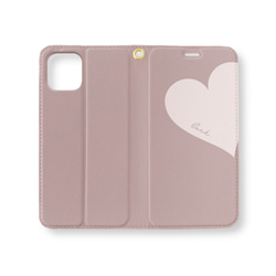 Big Heart♡くすみピンク　iPhoneケース　ベルトなし　手帳型ケース   名入れ　ハート 5枚目の画像