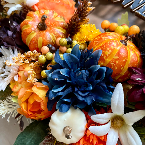 ❤︎あいぞうさま専用❤︎特大ハロウィンリース　フラワーリース　アーティフィシャル No.wreath-15555/特大2wayハロウィンリース24-(6)48x53cm