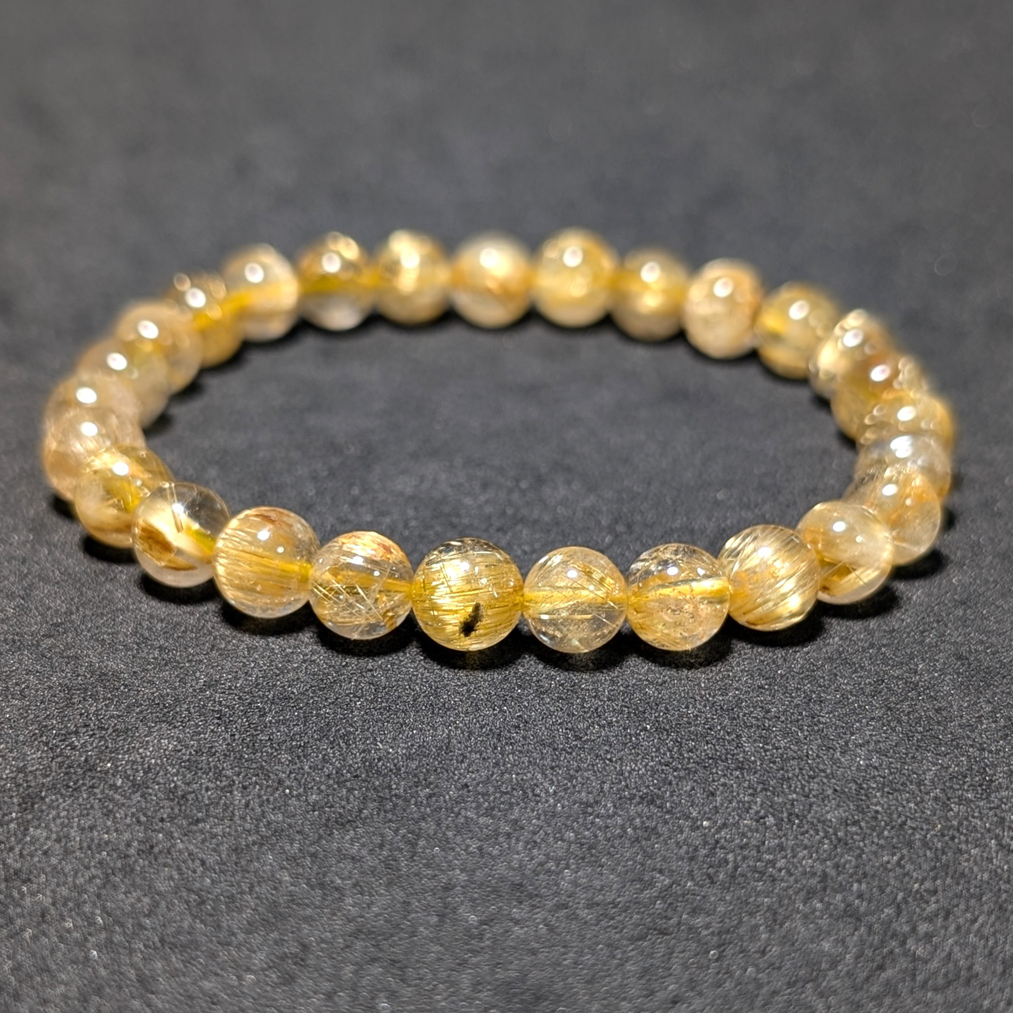 【黄金に輝く】タイチンルチルクォーツ ブレスレット 7mm玉 金銭運アップ 最強水晶 ギフト プレゼント 贈り物