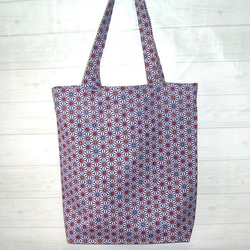 花柄トートバッグ 牡丹柄 ファスナー開閉 外付けオープンポケット