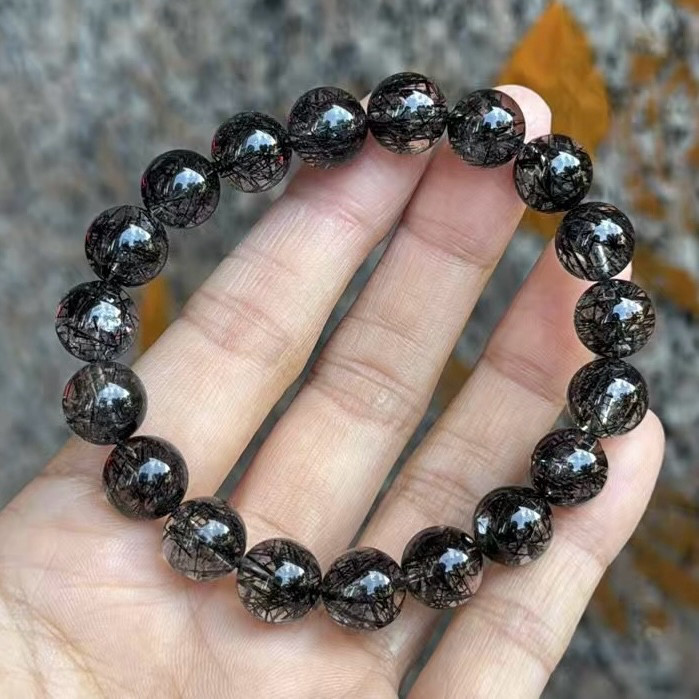 天然無処理　ブラックルチルクォーツ　ブレスレット 10.2