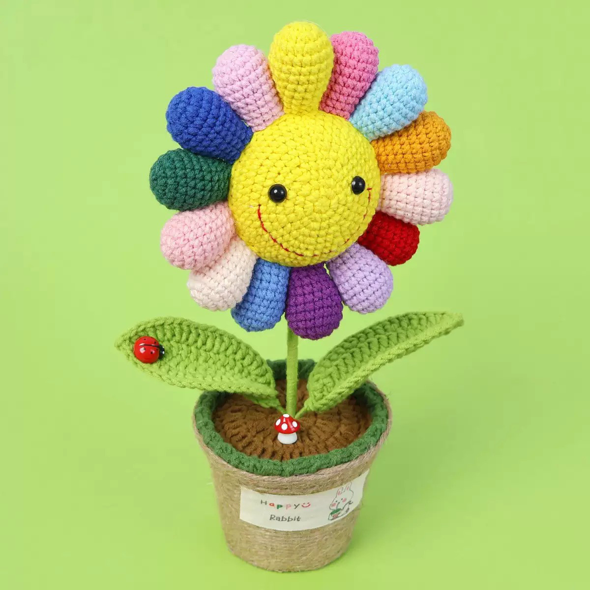 毛糸 花 枯れない花束 手作り 結婚式 出産祝い 誕生日 プレゼント お礼 入学式 卒園式卒業式【七彩向日葵】1点