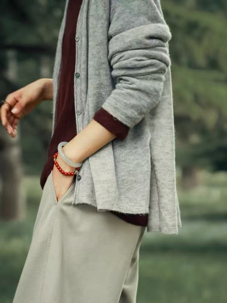 レトロ　ラウンドネック　プルオーバー　カーディガン