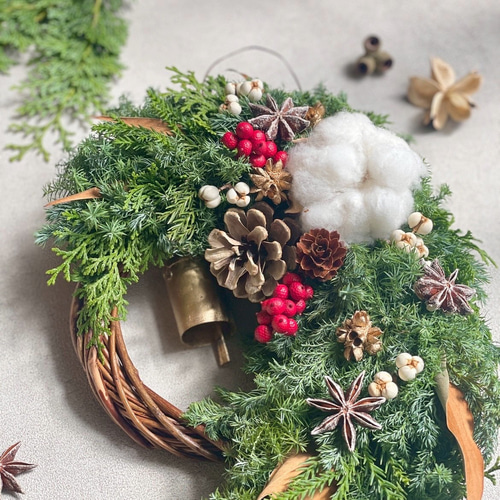 クリスマスハーフリースご予約 ニトリ リース(パープルパイン レッド n3LC) クリスマス : ニトリ