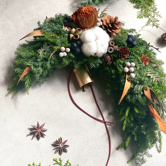 三日月 フレッシュリース" crescent xmas " / クリスマスリース 4枚目の画像